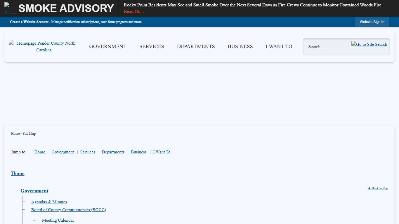Site Map • Pender County, NC • CivicEngage
